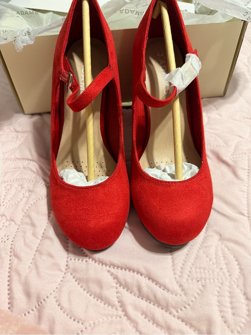 Red Mary Jane Heels with Ankle Strap by J. Adams size 7. $20